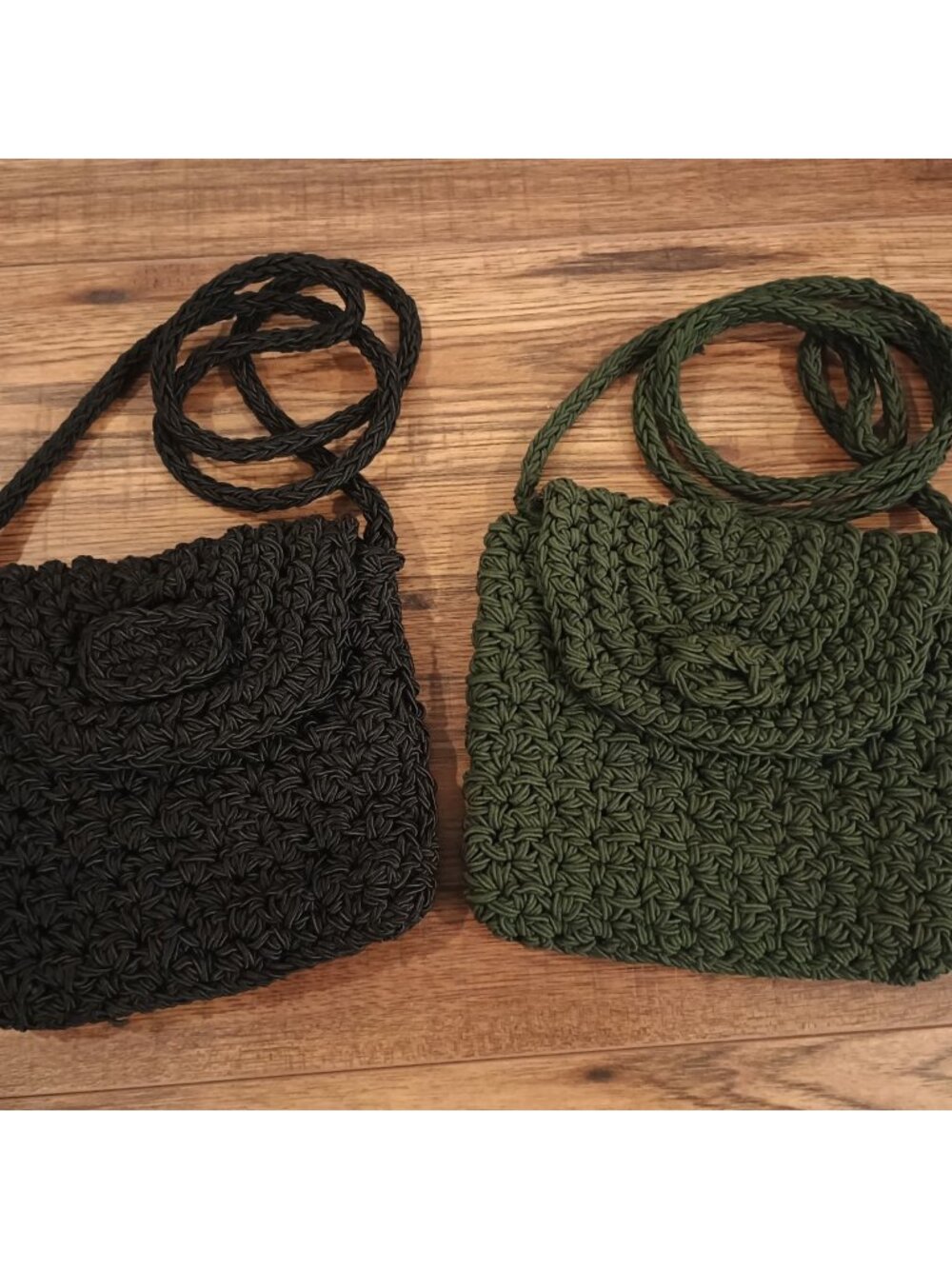 Handmade Crochet Small Crossbody Bags Black Green Bundle Of 2 Boho Festival